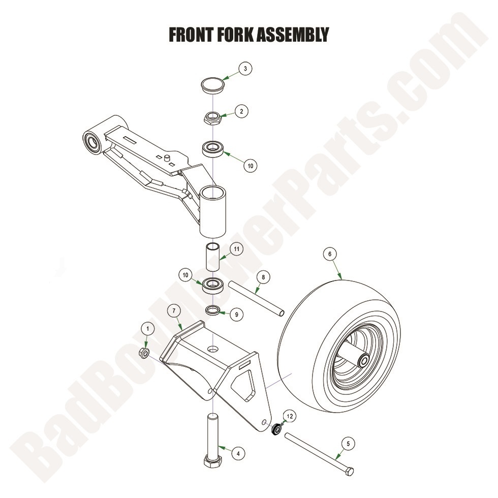 3345 - Bad Boy Mower Parts Lookup > 2024 > Maverick > Front Fork Assembly